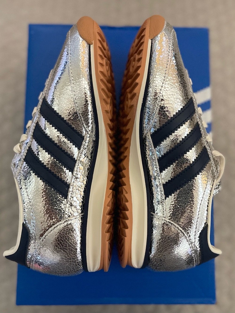Size 5.5 - Adidas SL 72 OG W Silver Metallic Collegiate Navy JH8654 Women's New - Picture 5 of 10